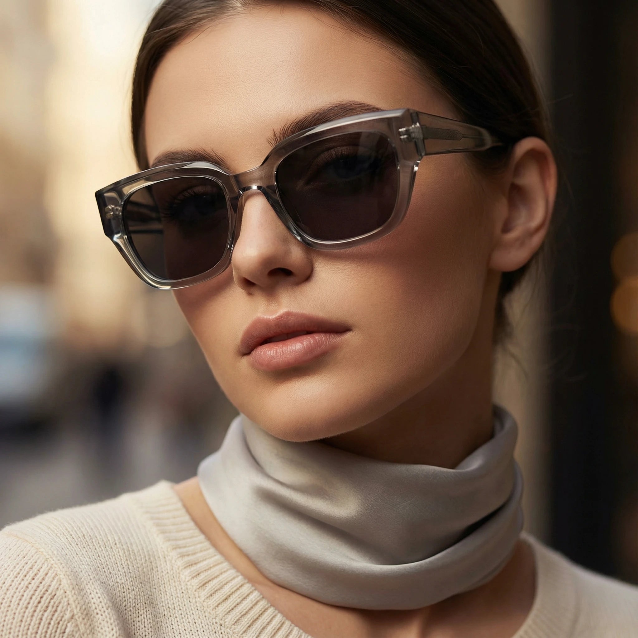 AyLALy New Cat Eye Square Sunglasses for Women - UV400 FDA Certified Smoke Gray Acetate Frame Face Slimming High-End Fashion Sun Glasses