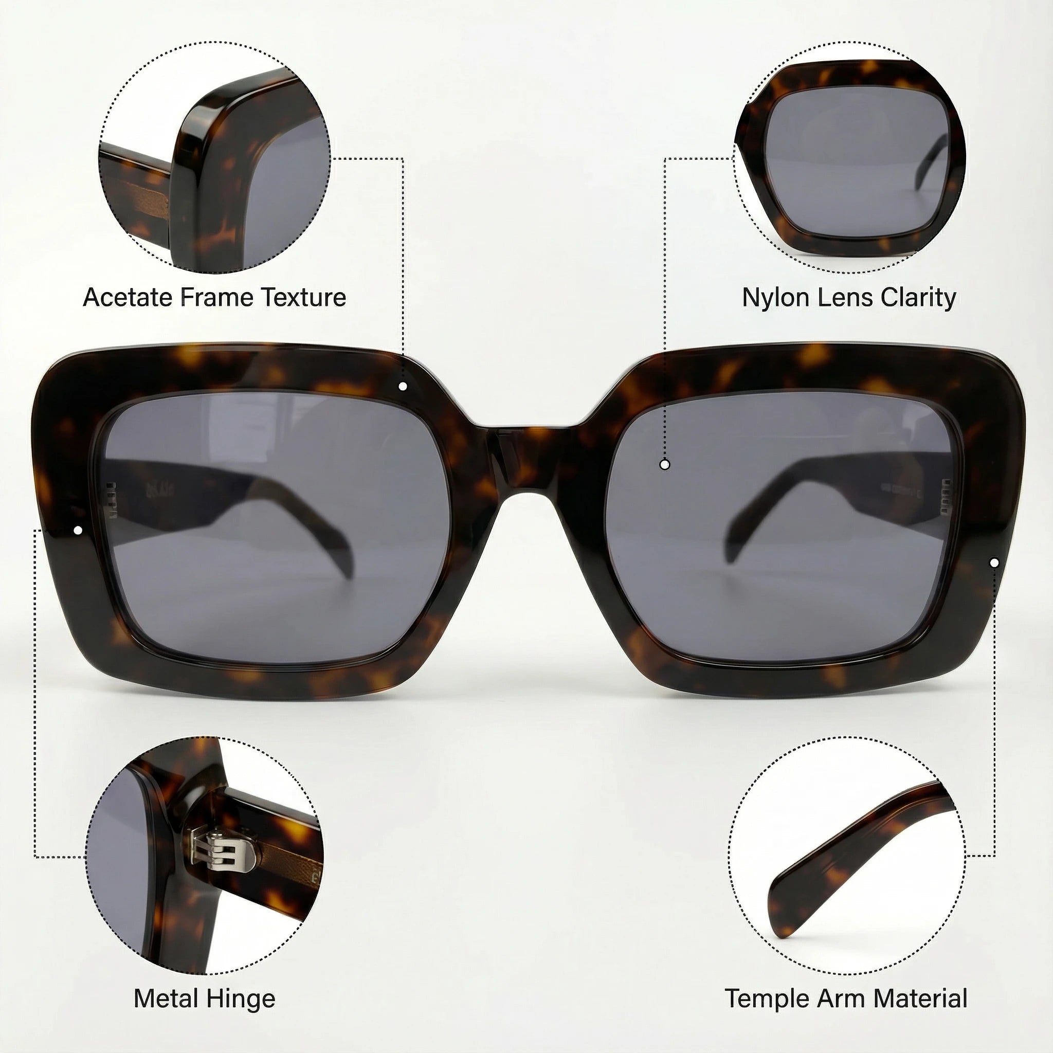 AyLALy Luxury Oversized Square Sunglasses for Women - UV400 FDA Certified Rose Gold Stainless Steel Frame UV Protective Eyewear