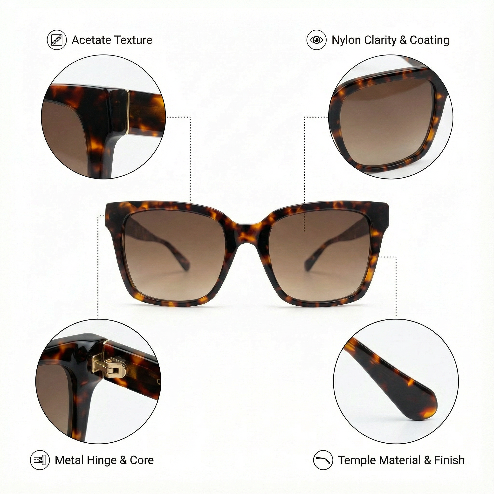 Oversized Black Square Sunglasses for Women