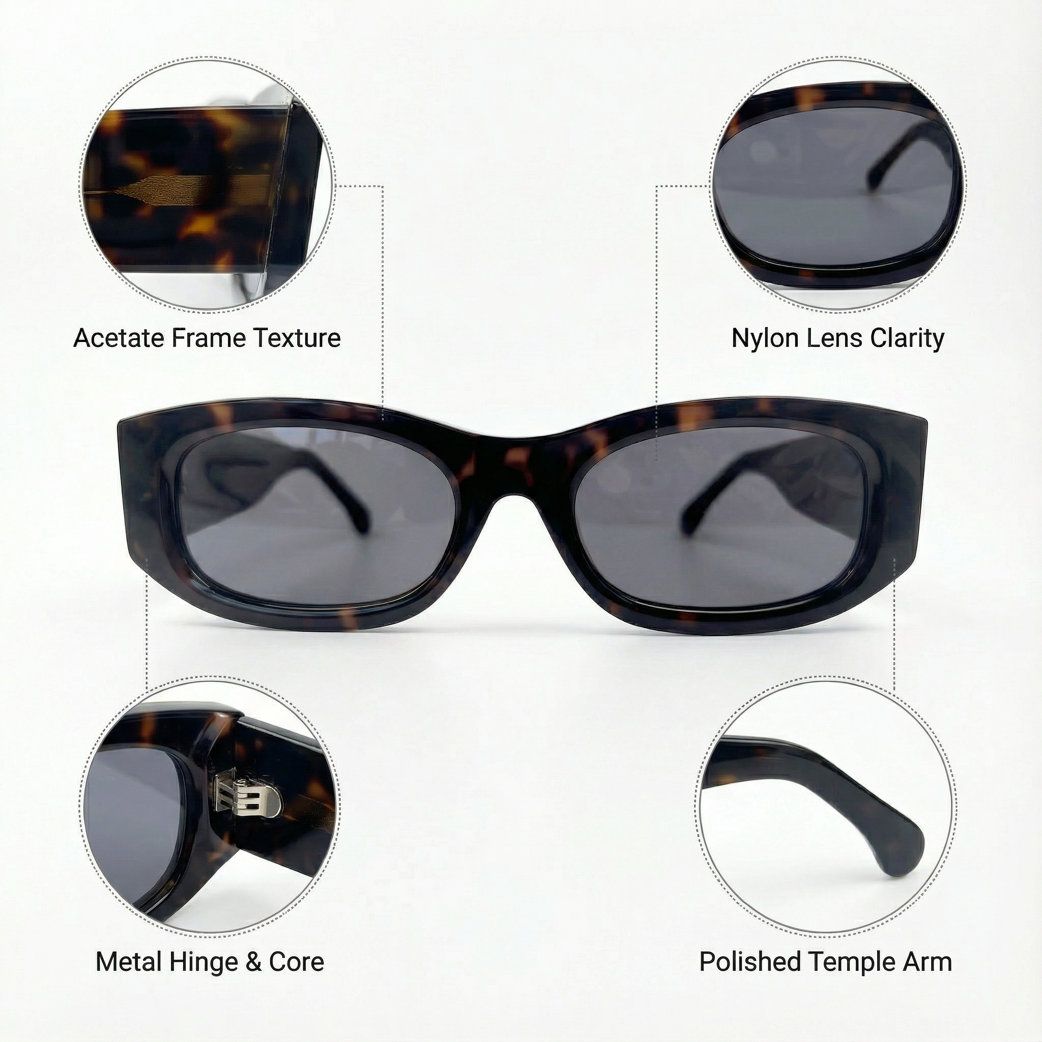 AyLALy Leopard Print Rectangle Sunglasses for Women - UV400 FDA Certified Nylon Lens Fashion Sun Glasses