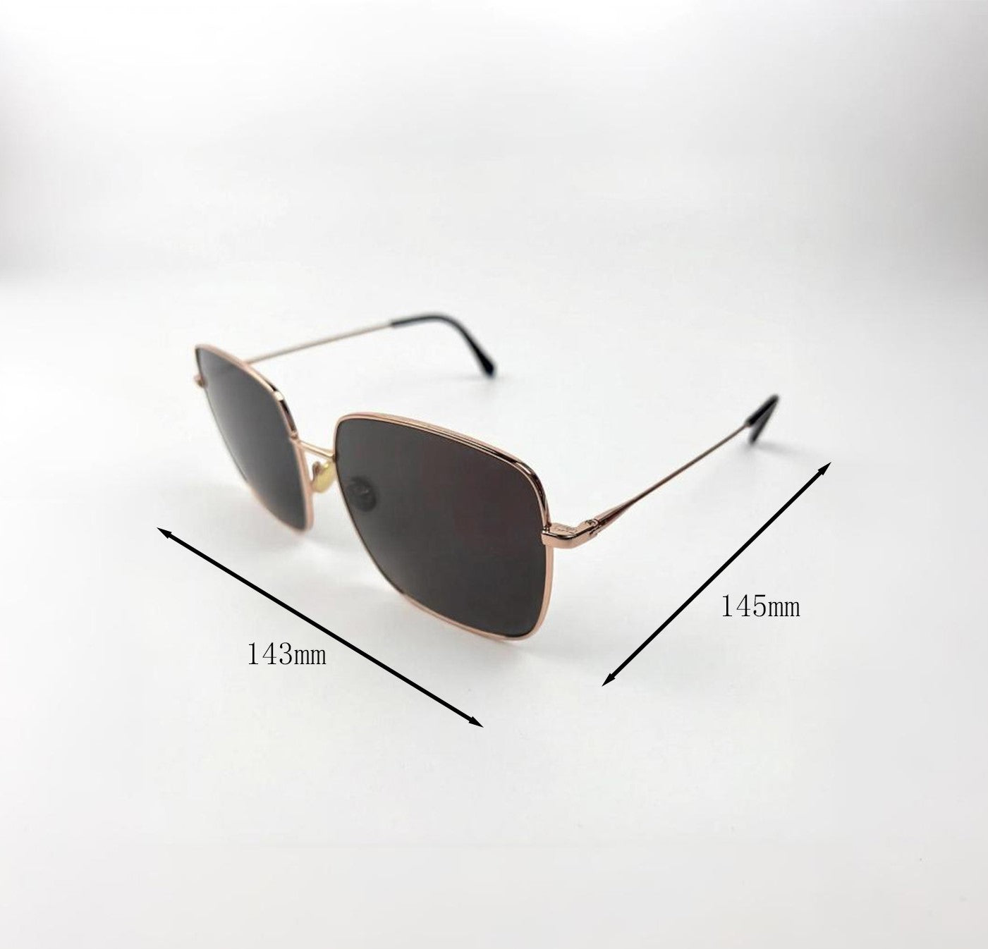 AyLALy Luxury Oversized Square Sunglasses for Women - UV400 FDA Certified Rose Gold Stainless Steel Frame UV Protective Eyewear