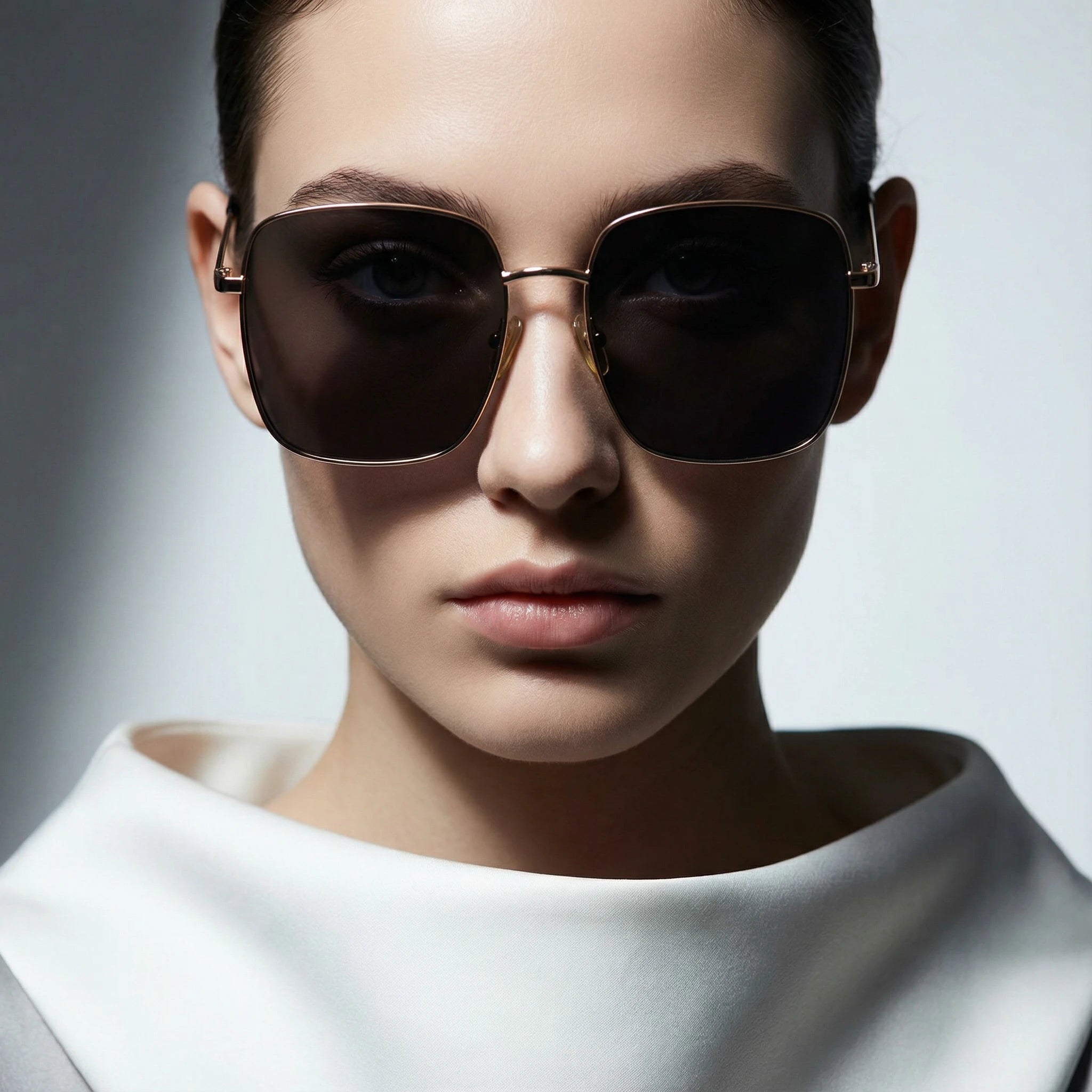 AyLALy Luxury Oversized Square Sunglasses for Women - UV400 FDA Certified Rose Gold Stainless Steel Frame UV Protective Eyewear