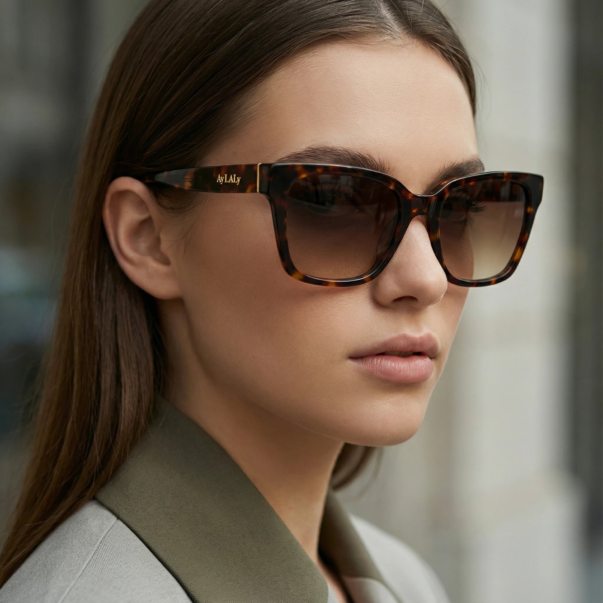 AyLALy Oversized Black Square Sunglasses for Women - UV400 FDA Certified Acetate Frame Fashion Statement UV Protection Eyewear