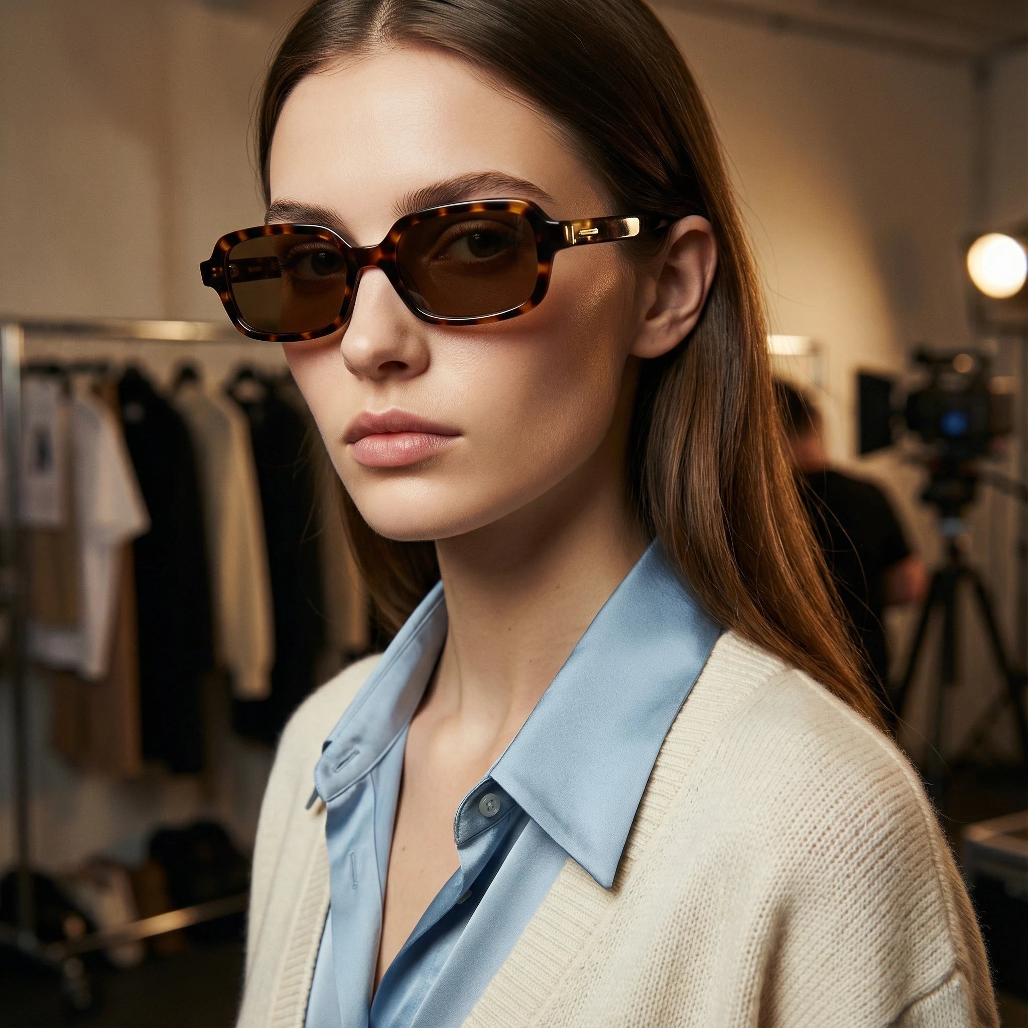 AyLALy Tortoiseshell Slim Rectangular Sunglasses for Women - UV400 FDA Certified Acetate Frame Retro UV Protection Eyewear