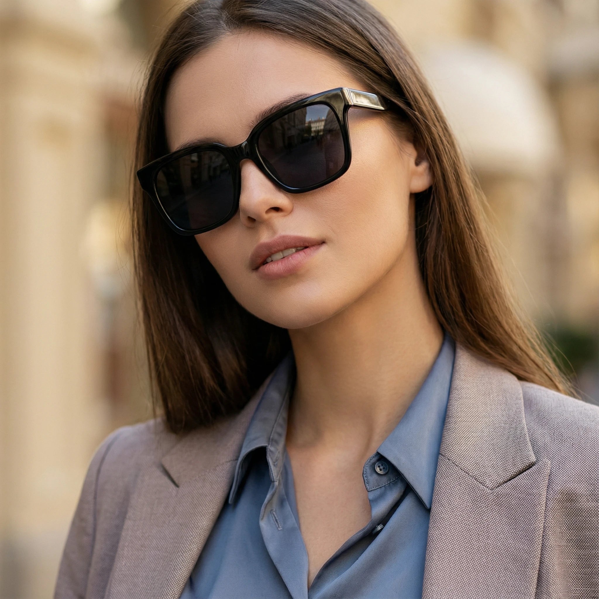 AyLALy Oversized Black Square Sunglasses for Women - UV400 FDA Certified Acetate Frame Fashion Statement UV Protection Eyewear