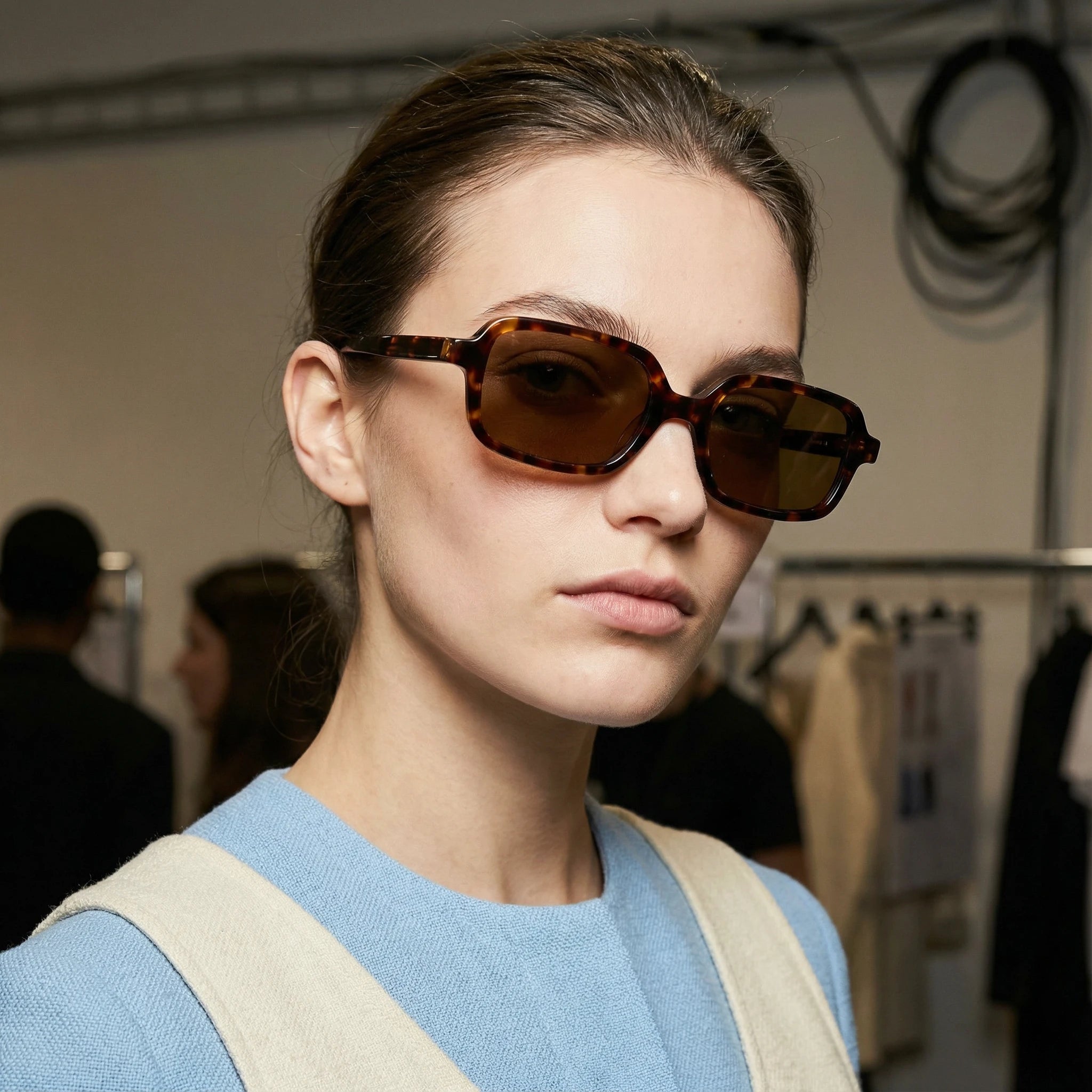 AyLALy Tortoiseshell Slim Rectangular Sunglasses for Women - UV400 FDA Certified Acetate Frame Retro UV Protection Eyewear