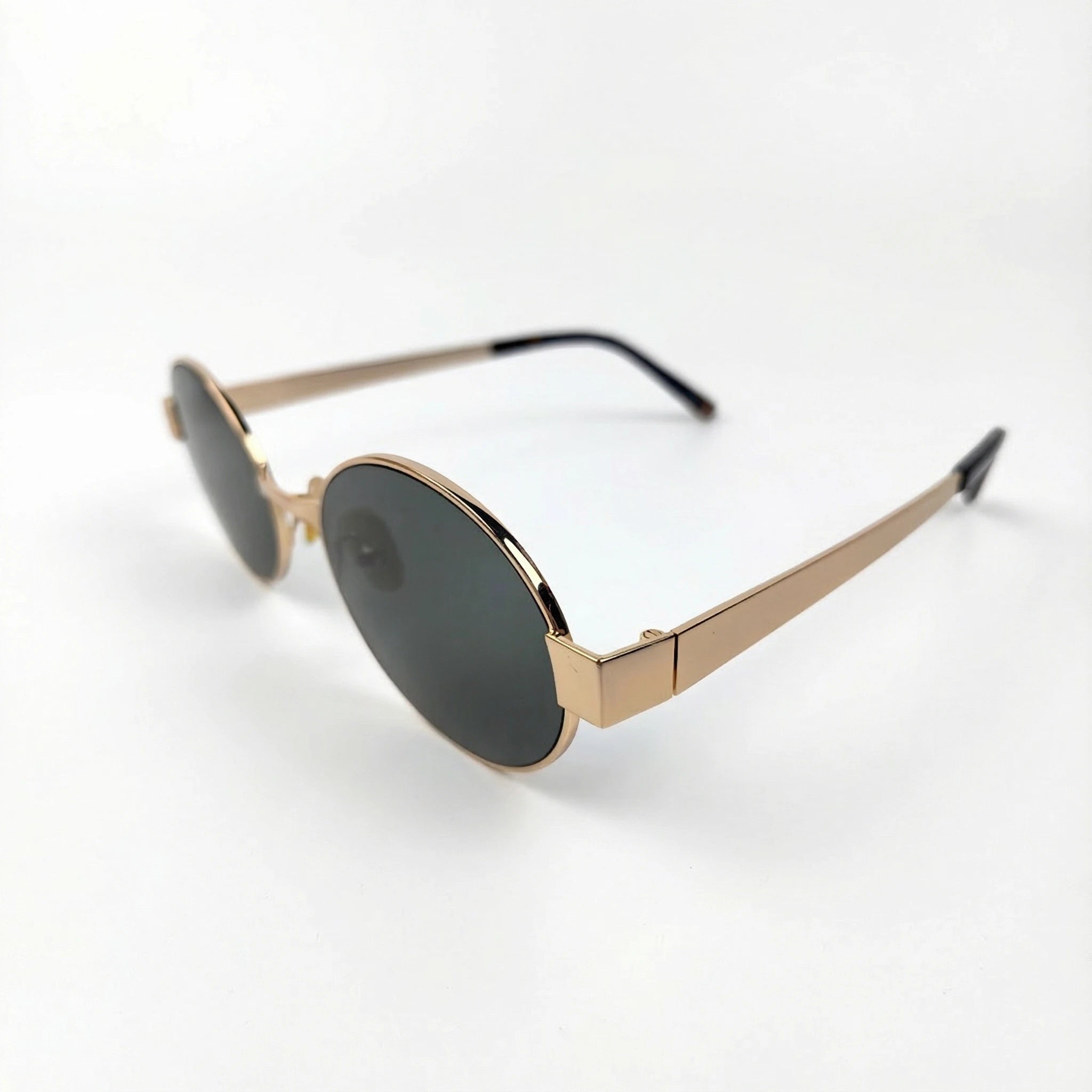 AyLALy 2025 New Vintage Oval Sunglasses for Women - UV400 FDA Certified Gold Frame Black Lens Stainless Steel High-End Influencer Sun Glasses