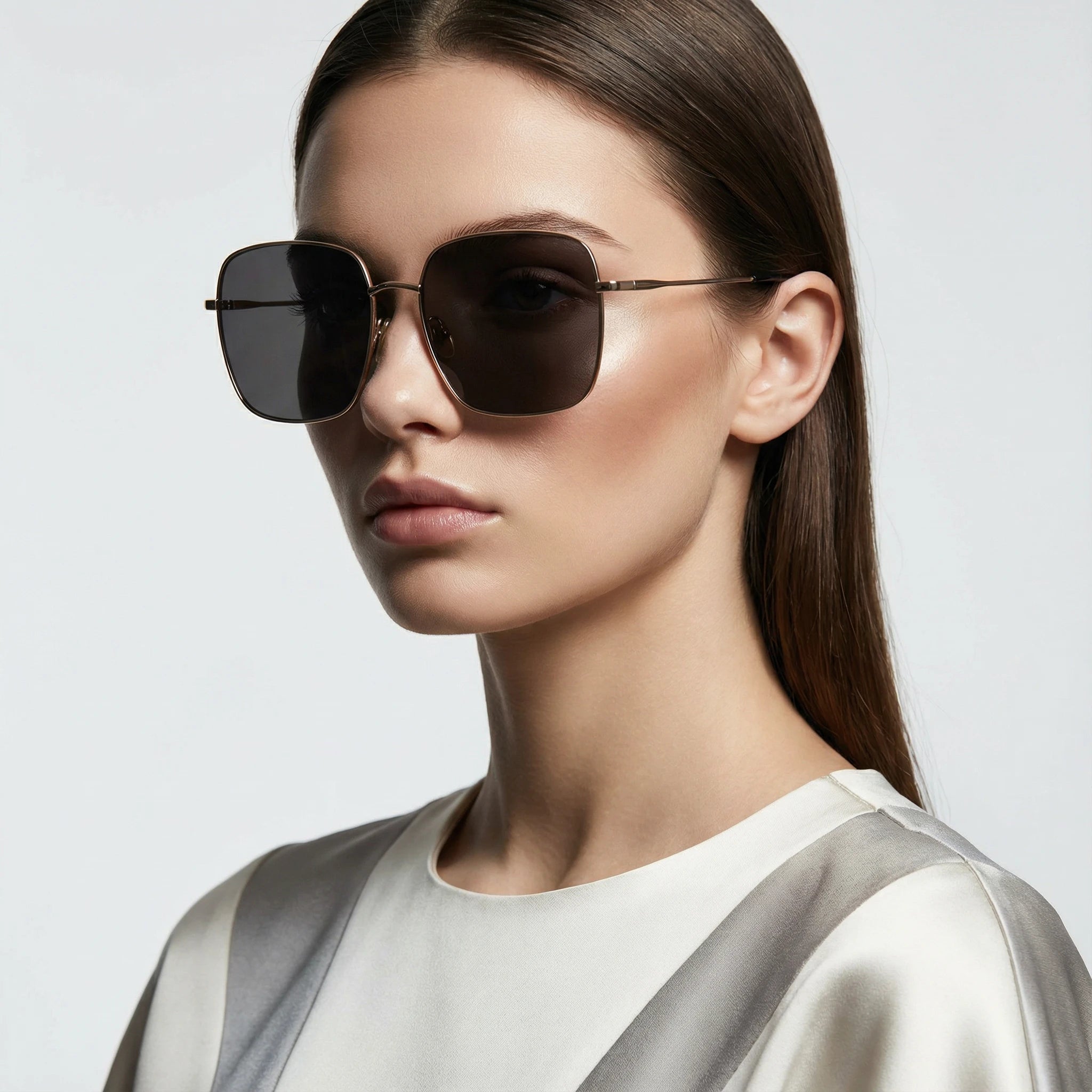 AyLALy Luxury Oversized Square Sunglasses for Women - UV400 FDA Certified Rose Gold Stainless Steel Frame UV Protective Eyewear