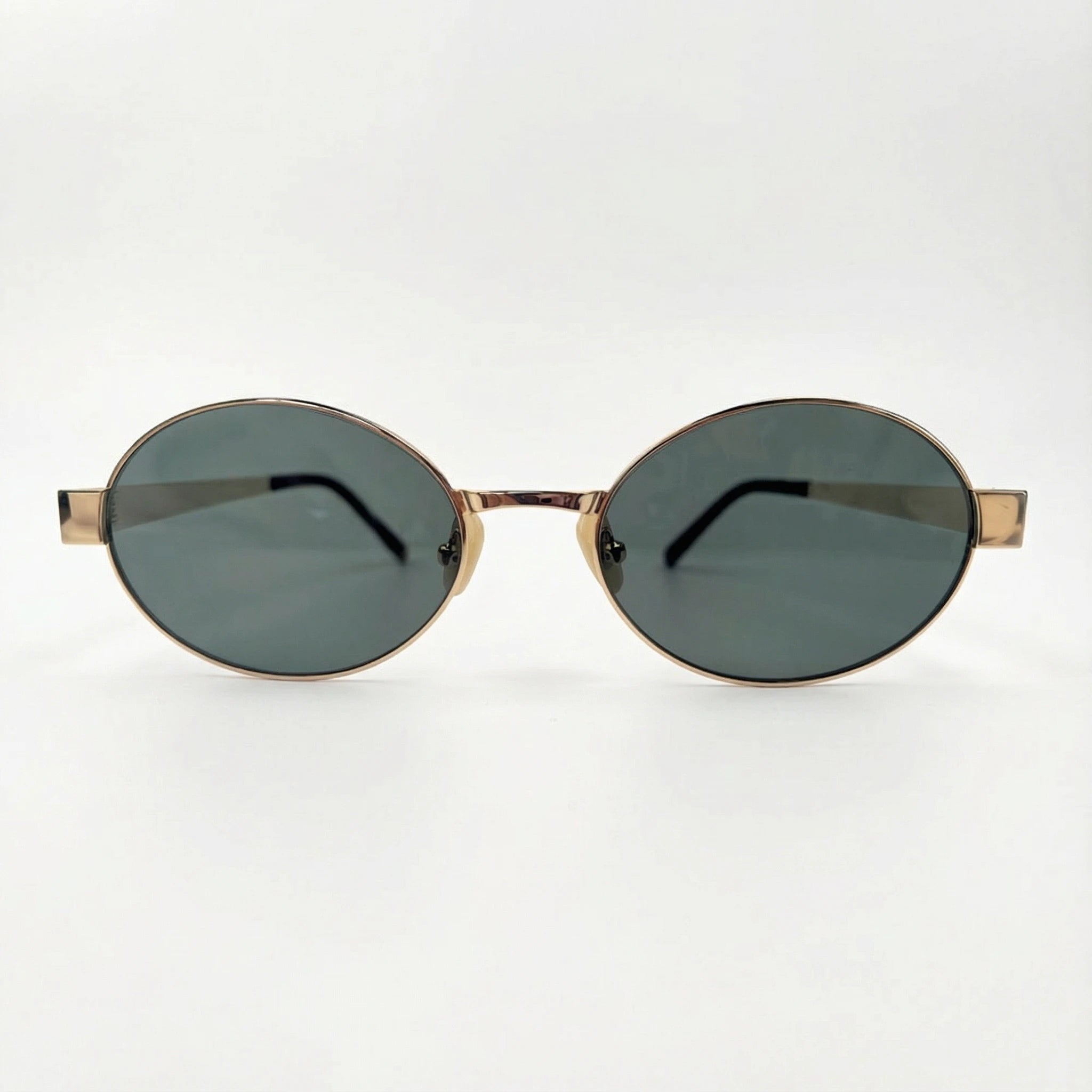 AyLALy 2025 New Vintage Oval Sunglasses for Women - UV400 FDA Certified Gold Frame Black Lens Stainless Steel High-End Influencer Sun Glasses