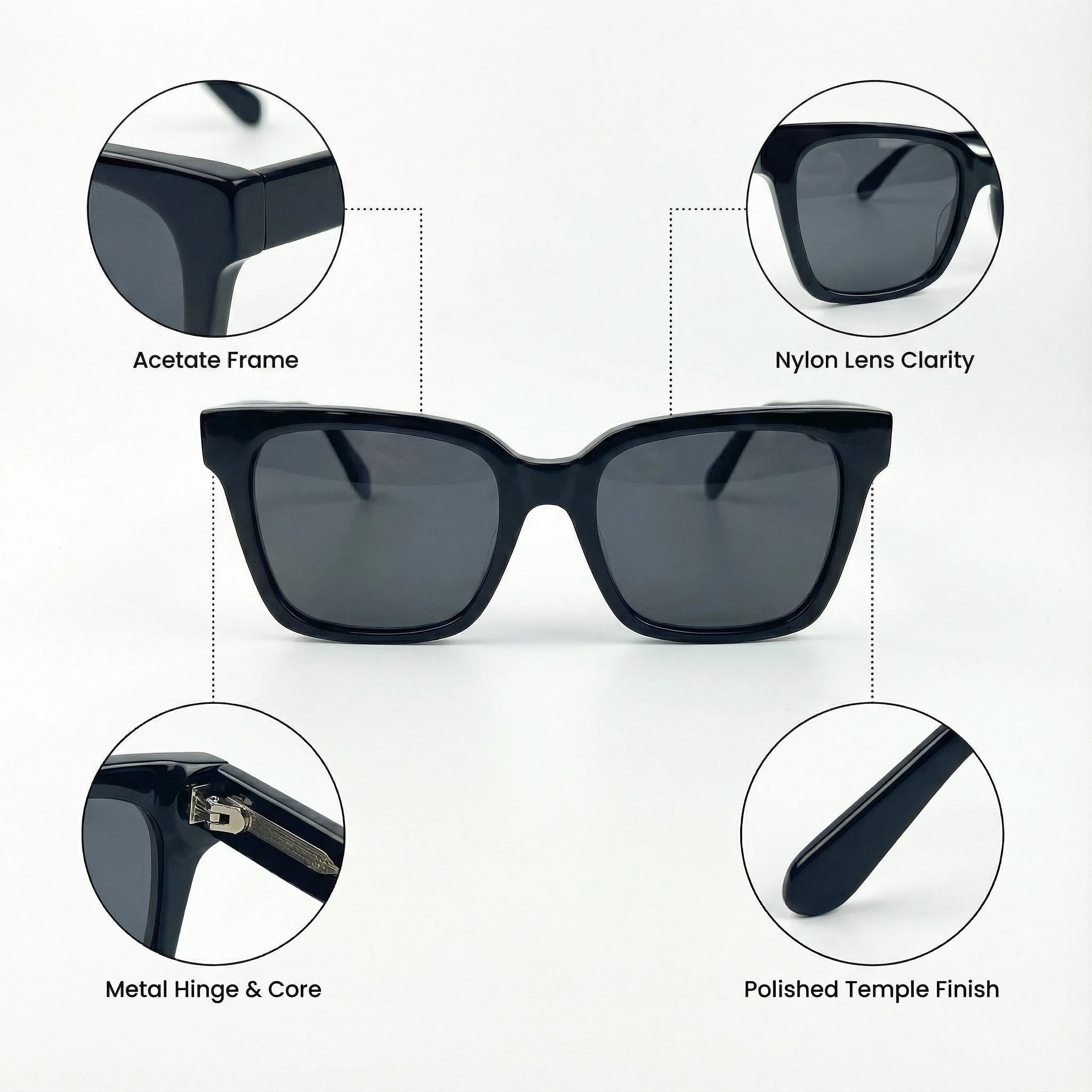 AyLALy Oversized Black Square Sunglasses for Women - UV400 FDA Certified Acetate Frame Fashion Statement UV Protection Eyewear